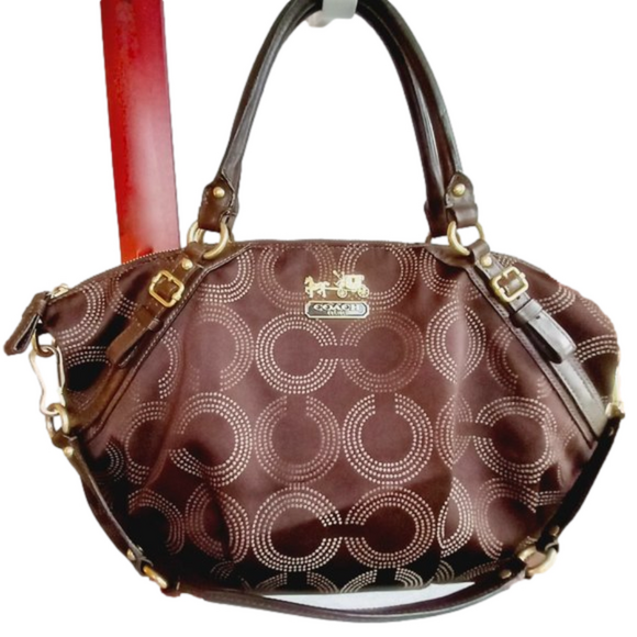 Coach Handbags - COACH Madison Dotted Op Art Sophia Satchel Shoulder Bag 15935 Brown